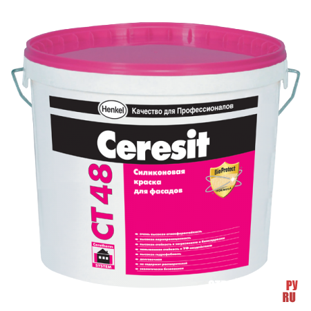 Краска силиконовая для внутренних и наружных работ Ceresit CT 48