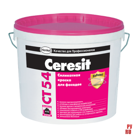 Краска силикатная для внутренних и наружных работ Ceresit CT 54