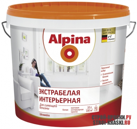 Краска для ванной и кухни Alpina Экстрабелая Интерьерная